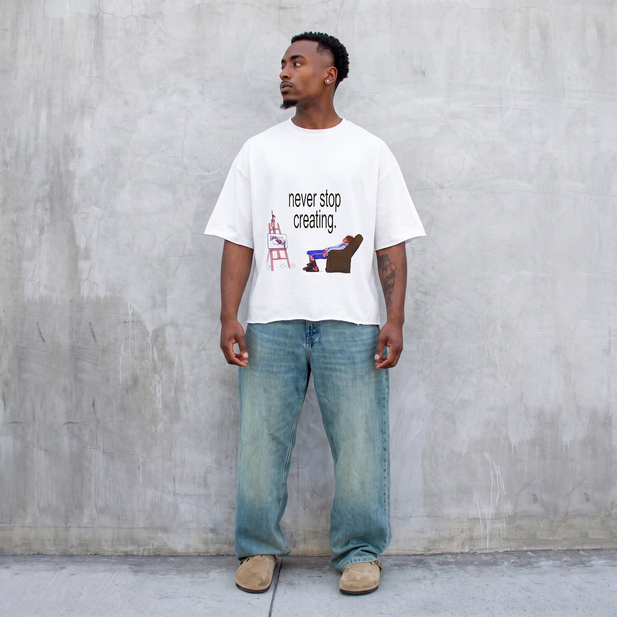 "Never Stop Creating" Heavyweight Oversized Tee